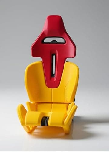 K3D Bugatti Tourbillon Style Seat Phone Holder | Premium Car-Inspired Desk Mobile Stand | Sports Seat Design | Compatible with All Smartphones Made in India (Yellow with Red)