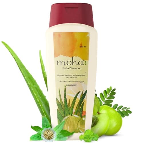 Moha Herbal Shampoo With Amla, Aloe, Bhringraj & Brahmi for Cleansing, Nourishing & Strengthens Hair Roots and Scalp | Hair Growth & Anti-Hair Fall Daily Use Shampoo | Removes Dirt, Excess Oil, and Bu