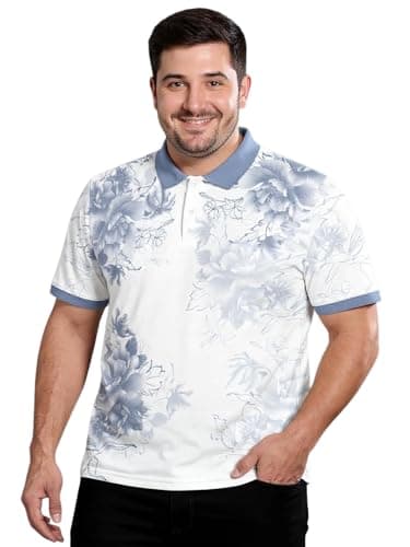 BULLMER Trendy Printed Collar/Polo Neck Plus Size Tshirt for Men | Men’s Polo T-Shirts in Plus Sizes only White XXXX-Large