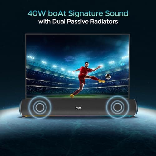 boAt Aavante Bar 950 Bluetooth Soundbar w/ 40W Signature Sound,RGB,Dual Passive Radiators, Up to 7 hrs Playback, Free Music Streaming on JioSaavn, Bluetooth Sound Bar, Soundbar Speaker (Premium Black) 3