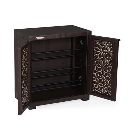 Nilkamal Freedom Star (FMSC09STR) Shoe Rack Plastic Cabinet | 3-Year Warranty | Dustproof Chappal Stand with Door | Indoor & Outdoor | Weather Brown & Biscuit 4