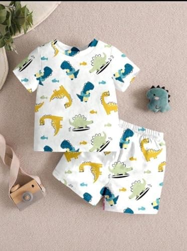 Shree Shyam Kids clothes for boys set – cotton tshirt shorts combo, soft printed outfit, half sleeve round neck, breathable summer wear for baby boy, kids summer wear dress boy 3