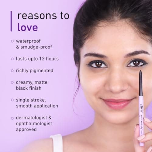 Plum Eye-Swear-By Kajal | Deep Black | Creamy Smooth | Smudge-Proof & Waterproof | Long-Lasting | Twist-Up Pencil | Enriched with Vitamin E | 100% Vegan & Cruelty-Free | 0.35g 3