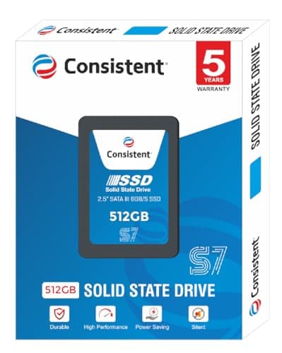 Consistent SSD 512GB 2.5 Inch SATA Internal SSD - Read: 550MB/s & Write: 500MB/s - Solid-State Drive 5 Year Warranty (512, GB) 2