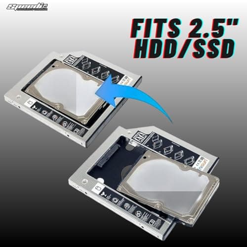 Speedio SATA 2nd HDD Caddy for Laptop | SSD & HDD Enclosure Adapter | Slim Optical Bay Hard Drive Tray | High-Speed Transfer | 2nd Hard Drive Adapter for Laptop | Pack of (12.7MM) 3