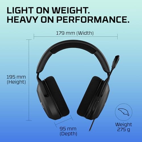HyperX Cloud Stinger 2 Core Essential PC Gaming Wired Headset, Lightweight Over Ear Headset with mic, Swivel-to-Mute Function, 40mm Drivers (683L9AA), Black 3