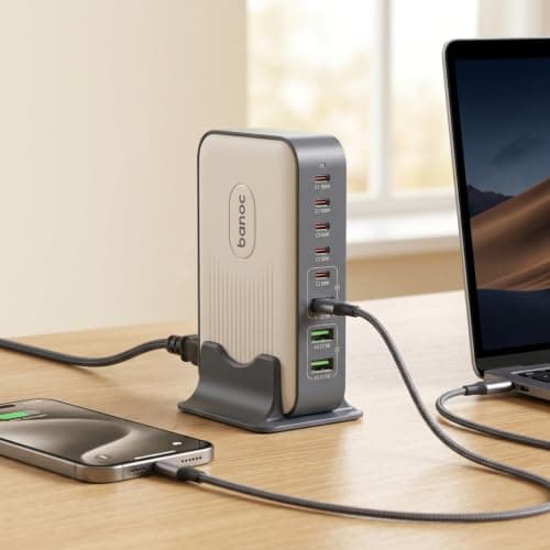 200W Charging Station — 8-Port-PD 3.0 | 5X USB-C + 3X USB-A | BIS Certified |PD Smart Power Distribution | Compatible with MacBook, iPhone 17/16/15, iPad, Android 3