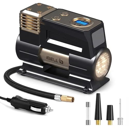 IBELL Plastic Heavy Duty Tyre Inflator Ca12-97, 12V Dc, 150 Psi (Digital), Air Volume 35L/Min (Black/Gold)