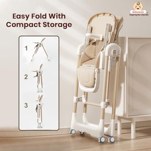 Infantso SWINI (5-in-1) Multifunctional Baby High Chair with Swing for Baby, Adjustable Height, Dual Tray, Reclinable Backrest & Footrest | Baby Feeding Chair for 6 Months - 5 Years Kids, Portable & F 5