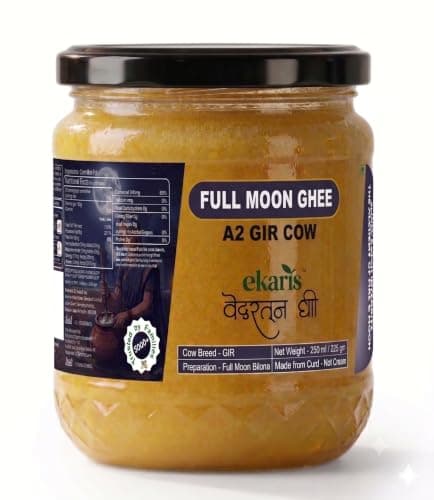 Ekaris Full Moon A2 Ghee - 100% Pure Gir Cow Bilona Ghee | Traditional Vedic Slow-Cooked Desi Ghee Made from Curd | No Chemicals or Palm Oil