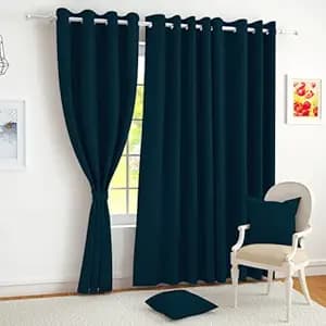 Story@Home 100% True Blackout Window Curtains 5 Feet Set of 1 | Solid Design | Room Darkening Curtain | Thermal Insulated Curtains for Living Room, Bedroom | (118 x 152 cm, Dark Teal Blue)