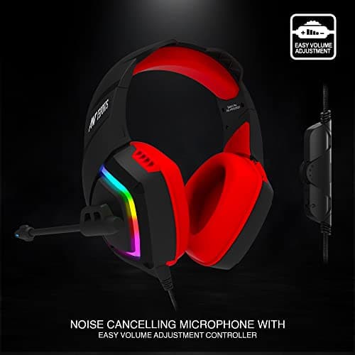 Ant Esports H530 Gaming Headset with Microphone for Pc, Xbox One Series X/s, Ps4, Ps5, Switch, Stereo Wired Noise Cancelling Over-Ear Headphone with Mic, RGB, for Computer, Laptop, Mac, Nintendo-Red 5