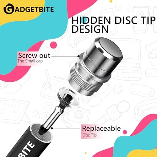 Stylus Pen for Android Tablet & iOS All Touchscreen Devices Capacitive Universal Smart Pen Pencil with Fine Point Disc Tip Lightweight Metal Body and Magnetic Cover for Mobile Phone iPad Tab - Black 3