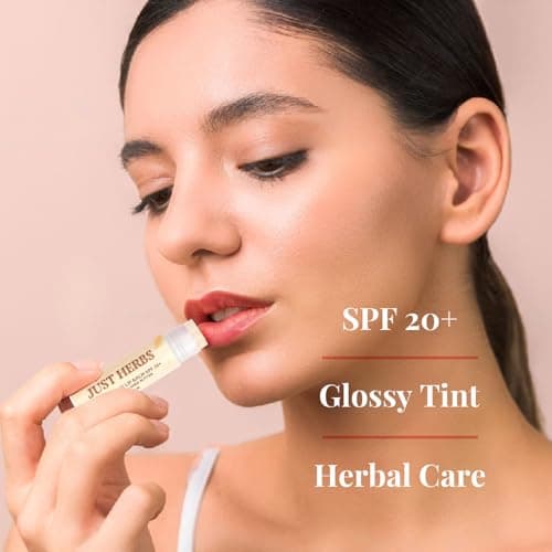 Just Herbs Tinted Lip Balm with SPF 20+ for Dry & Chapped Lips for Men & Women | Hydrating Lip Balm for Pigmented Lips - Cherry, 4g 4