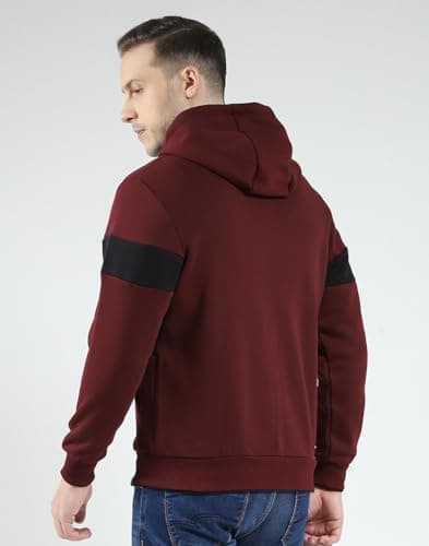 Monte Carlo Men's Regular Fit Hooded Sweatshirt | Solid Pattern | Full Sleeve | Stylish Winter Wear Hoodie for Men Wine M (Pack of 1) 4