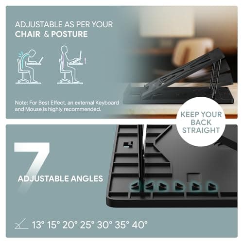 Amkette Ergo View Laptop Stand with 7 Adjustment Levels for laptops up to 39 cm (12 inch /13 inch /14.1 inch /15.6 inch) (Black) 2