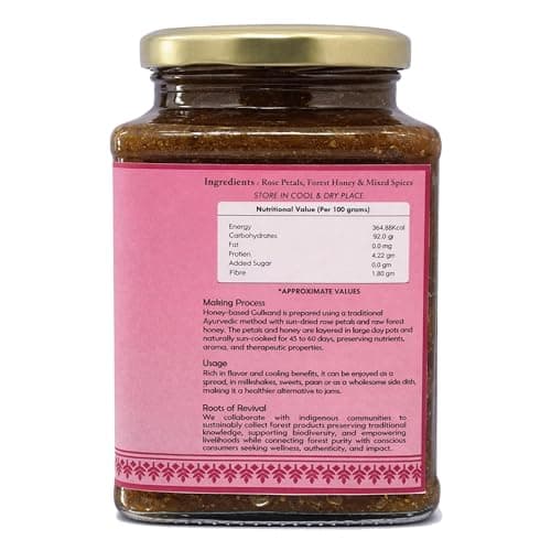 Royal Bee Brothers | Honey-Based Gulkand | Sun-Baked Rose Petal Jam| Prepared with Pure Honey Using Ayurvedic Method | No Chemicals or Preservatives | 100% Natural | 250g Glass Bottle 2