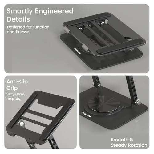 Sounce HyperLift Aluminium Laptop Stand, 6-Angle Adjustable Ergonomic Foldable Riser with Carry Pouch, Ventilated Cooling, Anti-Slip, Compatible with MacBook HP Dell Lenovo 10-15.6 Inch (Black) 5