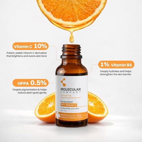 Molecular Company 10% ENCAPSULATED Vitamin C Face Serum 30ml | More Absorption, Lesser Irritation | 1% Vitamin B5 & 0.5% HPPA for Glowing Skin, Brightens Dark Spots & Uneven Skin Tone, All Skin Type 3