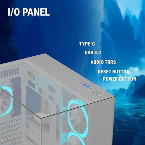 Ant Esports Crystal Mirror Mid-Tower ATX Computer Case/Gaming Cabinet - White |3-Side Glass with Mirror| Support ATX, Micro-ATX, Mini-ITX | Pre-Installed 4 ARGB PWM Fans 5