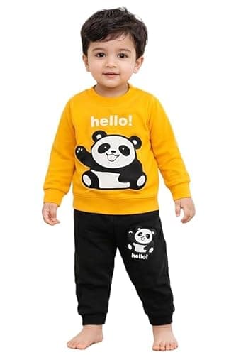 NEW BEGINNING Kids Clothes for Boys | Cotton Printed Full Sleeves Sweatshirt & Shorts Kids Dress Boy | Summer Wear Stylish Casual Baby Boy Dress 1-5 Year (Yellow+Black, 3-4 Years (24))