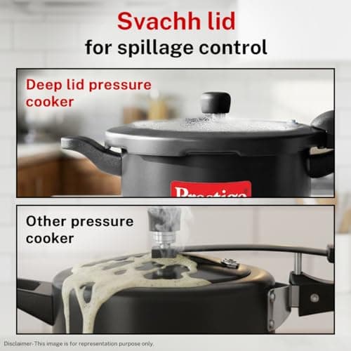Prestige 5 Litre Hard Anodised Svachh Outerlid Pressure Cooker|Deep Lid for spillage Control|Gas & Induction compatible|Metallic Safety Plug|Gasket Release System|5 Years warranty|ISI Certified 4