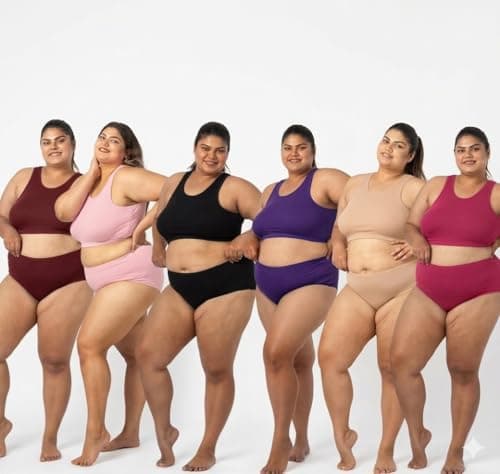 Foxique Women's Full Coverage Plus Size Panties, Breathable Cotton Stretch Jumbo Underwear - Pack of 6 (in, Alpha, 4XL, Plus) Multicolour