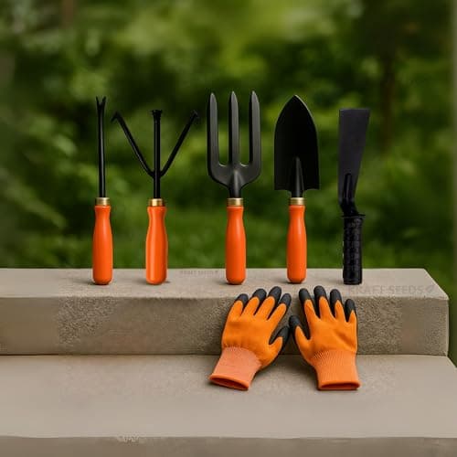 Kraft Seeds by 10CLUB Essential Gardening Hand Tools - 6 pieces | Gardening Tool Set Combo | Durable Home Garden Tool Kit for Soil | Cultivator | Fork Trowel | Weeder | Khurpi | Garden Gloves 2