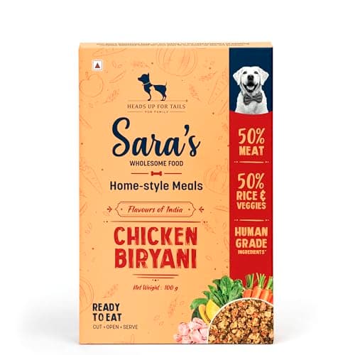 Sara’s Wholesome by HUFT Flavours of India Chicken Biryani Wet Dog Food – 100 gm | Human-Grade Ingredients | High-Protein, Natural & Preservative-Free | for Puppies & Adult Dogs