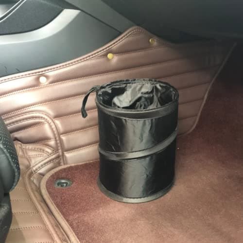 Sulfar Cotton Small Black Car Dustbin, Manual-Lift Mini Car Trash Bags, Car Trash Can Perfect Size Fits for Car - Trash Management for Your Car, Carbon Black 5
