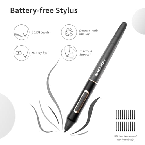 GAOMON Bluetooth Drawing Tablet WH851 8 x 5 inches Graphics Tablet, Digital Art Tablet Supports 16384 Levels, Intuitive Dial with 8 Shortcut Keys Work with Windows & Android & Mac (Grey) 5