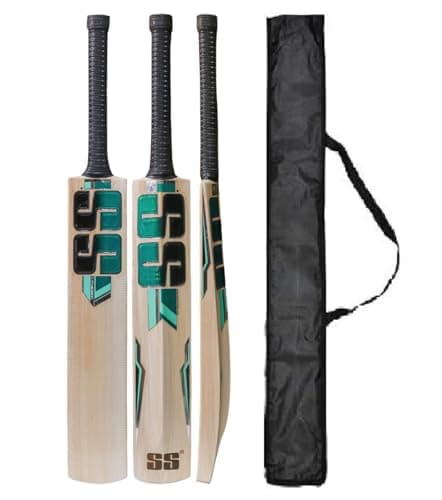 BA SPORTS Super Strock Kashmiri Popular Willow Cricket Bat Full Size (S.S Green) Cricket Bat For Tennis Balll, Plastic Ball, Lather Ball, Rubber Bal With Black Cover