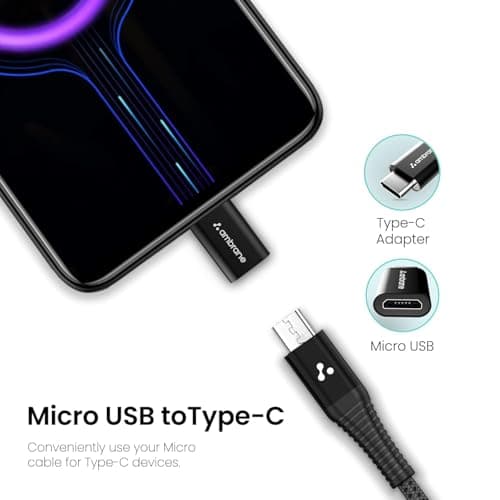 Ambrane Type-C to Micro USB OTG Adapter for 3A Fast Charging and Data Sync- Compatible with All Type-C Enabled Devices Blue 2