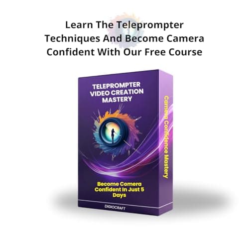 DigioCraft Proshot V4 Teleprompter for iPhone,Ipad,Smartphone,DSRL Camera with Microphone Remote Control|Software&Pro Video Recording Training|Matelic Body|Carry Case|Easy Assembly|Video Making,Black 6