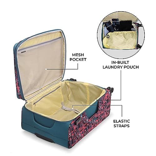 Nasher Miles India Expander Soft-Sided Polyester Check-in Luggage Teal 24 inch |65 Trolley Bag 5