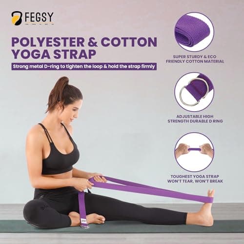FEGSY High Density Foam Yoga Block Brick Set of 2 with Yoga Strap for Improve Strength, Aid Balance, and Flexibility (Multicolor) 4