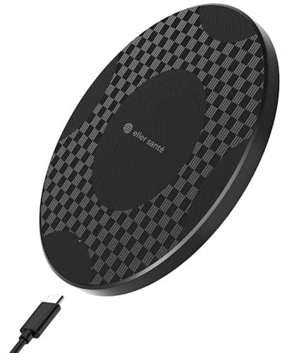 eller santé® 15W Wireless Charger Waverex Fast Charging Pad PD & Qi-Certified with Type C Cable for iPhone 17/17 Air/17 Pro/17 Pro Max, 16/16 Plus/16 Pro/16 Pro Max, iPhone 15/14/13/12/11 Series