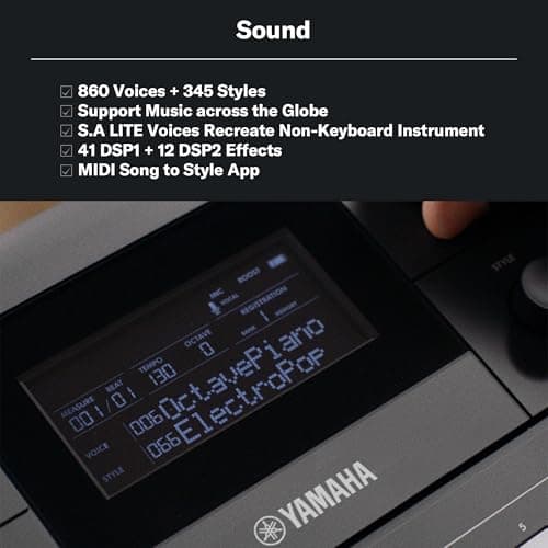 Yamaha PSR-E483 61-Key Portable Keyboard, Lightweight Design, Built-in Voices & Styles, USB Connectivity, Touch Response Keys, Ideal for Beginners, Students, Learning & Home Practice 3
