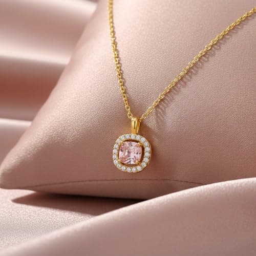 MIAMI Jewellery Gold Diamond AD Stone Solitaire Pendant Necklace for Women Adjustable Chain Stylish Locket Necklace Set Anti Tarnish Jewellery Valentine Gifts for Woman Girlfriend Couple Wife -196 4