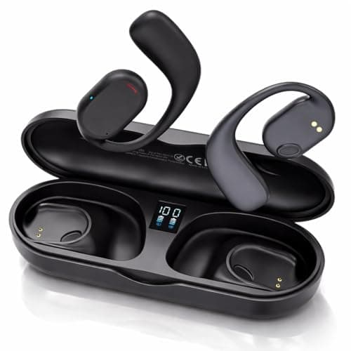 VEHOP JS270 OWS Open Ear Wireless Earbuds with Display | ENC Mic for Crystal-Clear Calls | 30hr Playtime with Type-C Fast Charging | BT5.3 Gaming Bluetooth Earphones | Touch Control Sports Headphone