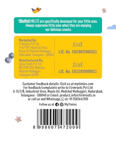 Timios Flavored Melts – Banana & Strawberry + Blueberry Teething Puffs | Non-Fried, Maida-Free & Natural Fruit Flavor | Healthy Baby Snack | 2 x 50g Combo Pack 3