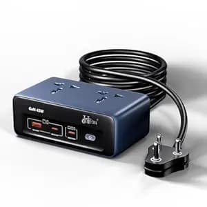 Hoteon Extension Board with Surge Protection, 45W USB-C PD Fast Charging (GaN), 10A/2500W Spike Guard, 2 Universal Sockets, 2 Type-C + 1 USB-A, 2m Extension Cord with Indian 3-Pin Plug for Home/Office