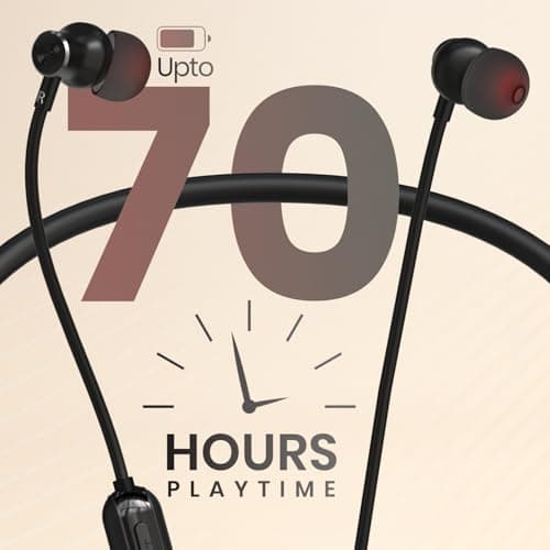 Portronics Harmonics Y2 in Ear Bluetooth Neckband with Upto 70 Hours Playtime & in Line HD Mic, Dual Pairing, Gaming/Music Mode, Low Latency, Bluetooth Version 5.4V, Type C Fast Charging(Black) 2