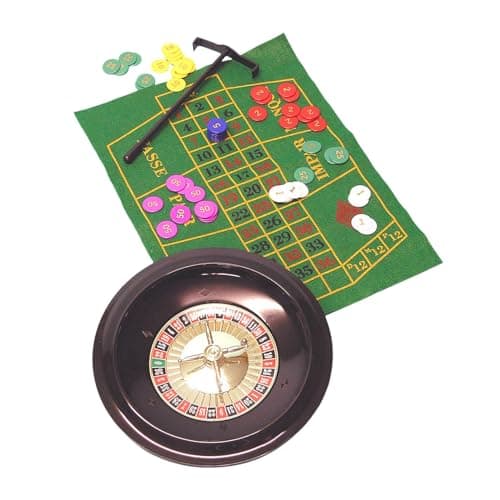 UJEAVETTE 10 Inches Roulette Wheel 100 Chips and Table Mat Included for Bar Night Game 3