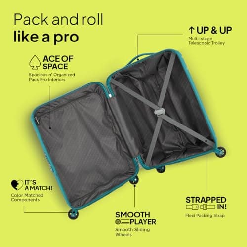 American Tourister Medium Ivy 68Cm Hardside Polypropylene 4 Wheel Spinner Check-in Suitcase with Recessed TSA Lock & Color-Matched Components for Women & Men - Spring Green 4