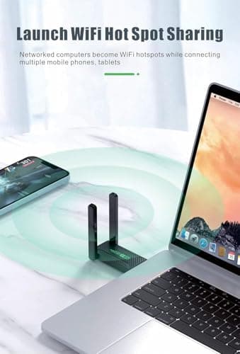 Tobo USB WiFi Adapter,1300Mbps WiFi USB 3.0 Dual Band 5G/2.4G Wireless Network Adapter for Desktop Laptop PC, Dual 2dBi Antennas, Supports Windows 10/8.1/8/7/Vista. TD-1386WA, Black 5