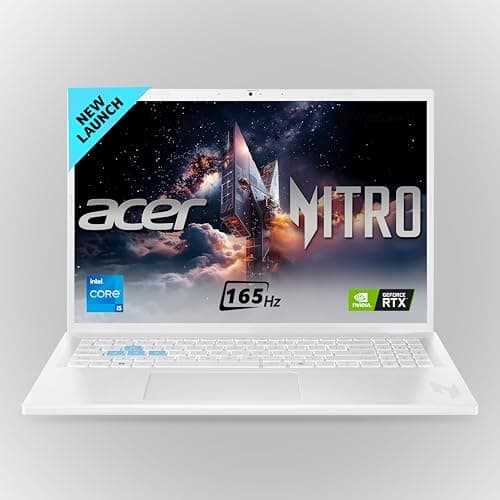acer Nitro Lite 16, 13th Gen, Intel Core i5-13420H Processor,NVIDIA GeForce RTX 4050-6 GB GDDR6, 16GB/ 512 GB, 16.0"/40.64 cm, 165 Hz, Win 11 Home, White, 1.95 kg, NL16-71G, Backlit KB,Gaming Laptop