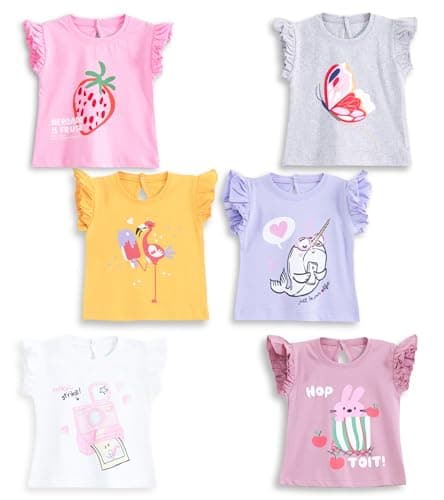 YUV Baby-Girls Cotton Regular Fit T-Shirt (Pack Of 6) (In-G-S2-6C-2_Assorted_9-12 Months)