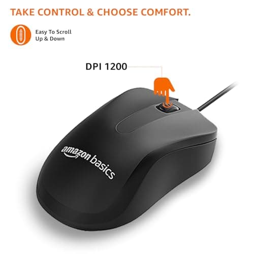 Amazon Basics Wired Keyboard and Mouse Combo l 1200 DPI l for Windows, Mac OS Computer 5