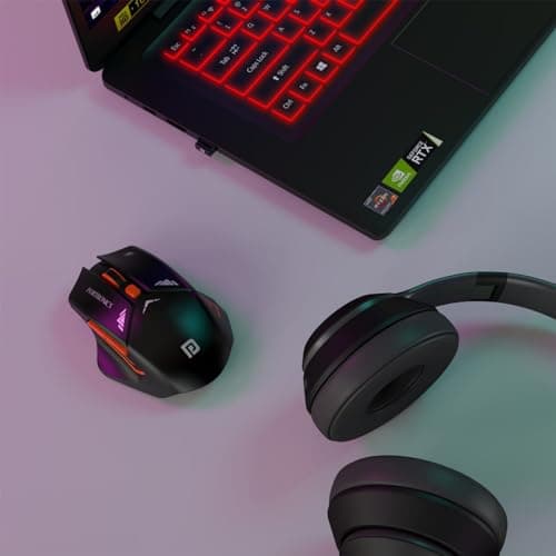 Portronics Vader Pro Wireless Gaming Mouse with 2.4 GHz Receiver, 6 Buttons, Thumb Support, High-Precision Tracking, Ergonomic Comfort, Adjustable Optical DPI for Laptop, PC, Mac (Midnight Black) 3